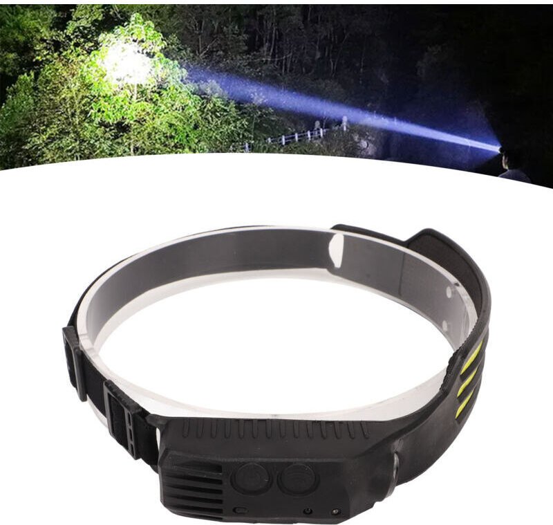 DUBUNS Superhelle COB-Stirnlampe mit breitem Abstrahlwinkel, leichte, wiederaufladbare Stirnlampe mit Bewegungssensor fü...