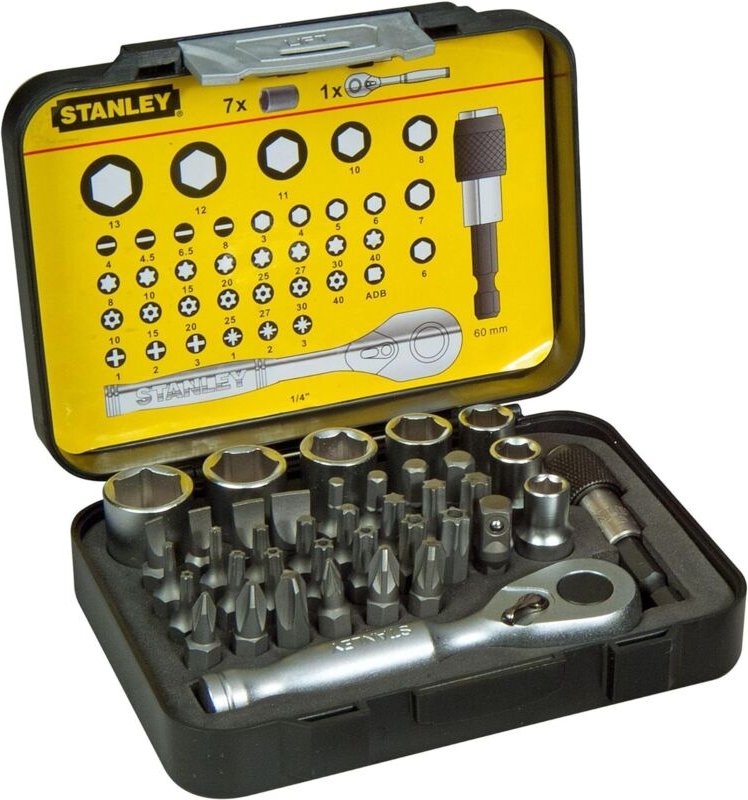 1-13-906 Set mit 39 Bits, 25 mm, 1/4 Zoll magnetischer Bithalter - Stanley