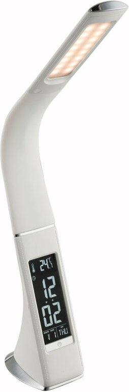 Led Tischlampe Tischleuchte Touch Dimmer Uhr Wecker Kalender Flexo Spot Strahler Farben Fixierbar Bürolampe weiß, Länge ...