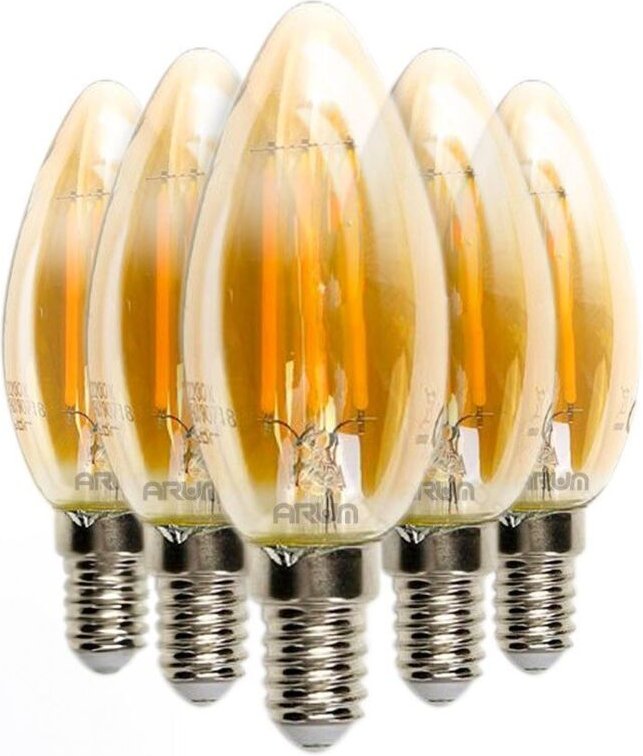 Los mit 5 LED-Lampen E14 C35 Amber Filament 4W