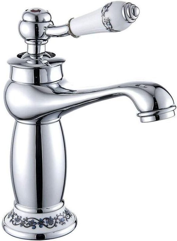 Vintage-Waschtischarmatur im europäischen Stil, verchromtes Messing, Warm-/Kaltwasser, Einhebel-Küchenarmatur (silber)