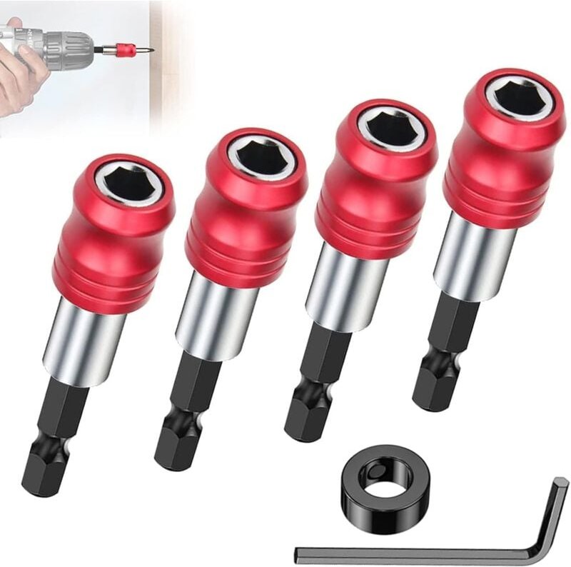Magnetischer Bithalter, 1/4 Zoll 60 mm Schlagschrauber-Bithalter, 4-teiliger Sechskantschaft, magnetischer Schraubendreh...