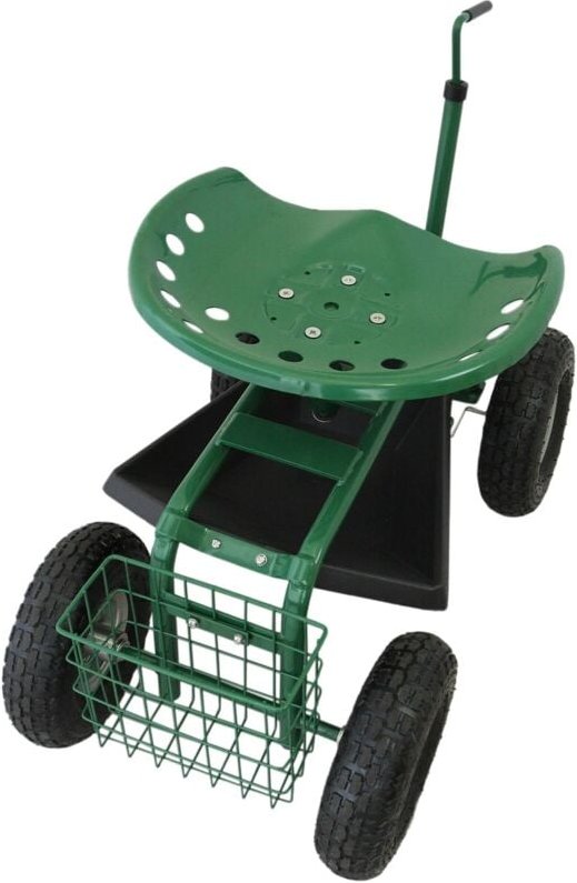 Monster-shop - Fahrbarer Gartensitz 150kg Sitzwagen Garten Rollsitz mit Werkzeugfach und Korb
