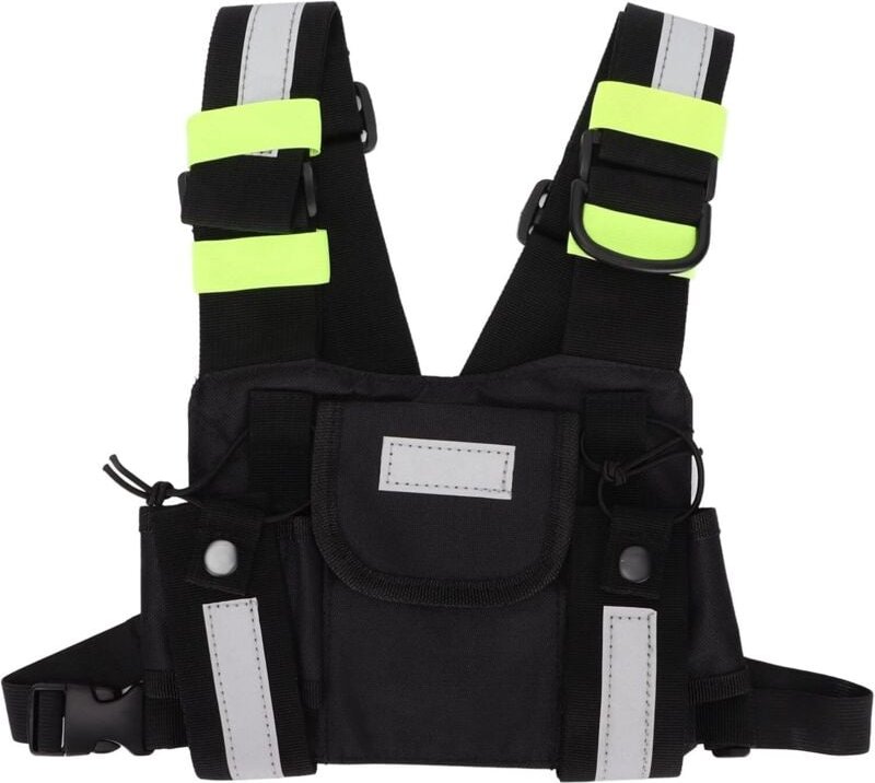 Universeller Brustradio-Geschirr, grüne reflektierende Weste mit Vordertasche für Zwei-Wege-Radio, Walkie-Talkie, für Ba...