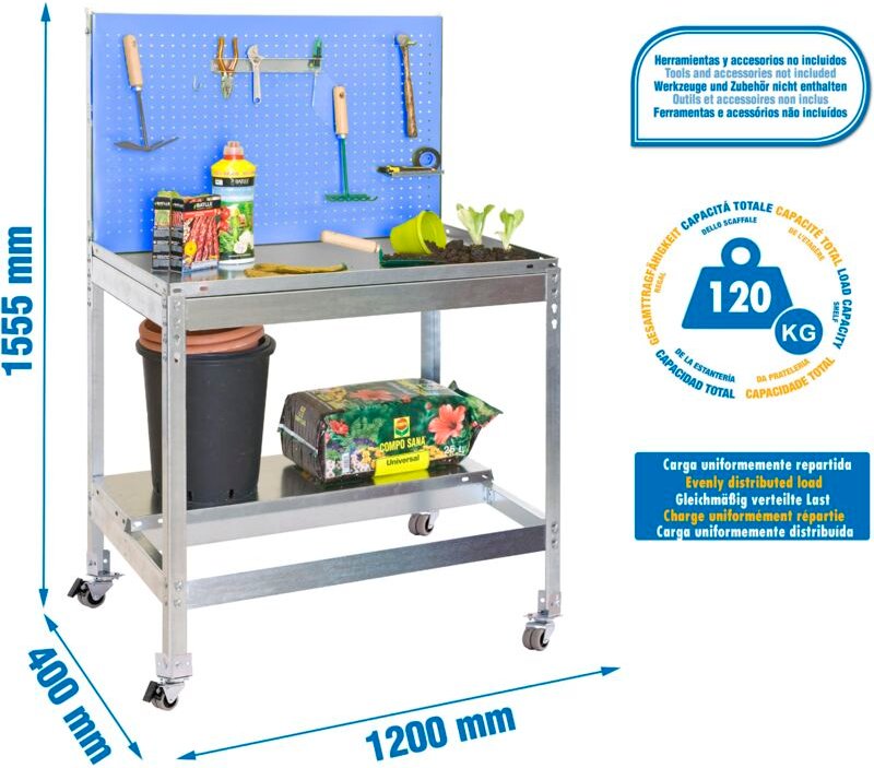 Simongarden BT2 Mob Regalwagen blau galvanisiert Garten