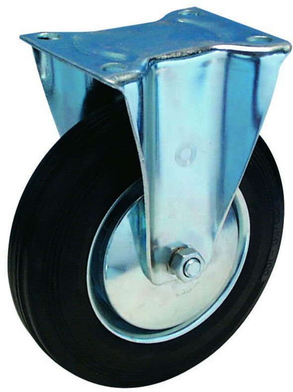 Bockrolle 80mm lg. r Stahlbl Verz Gummirad - Bs Rollen