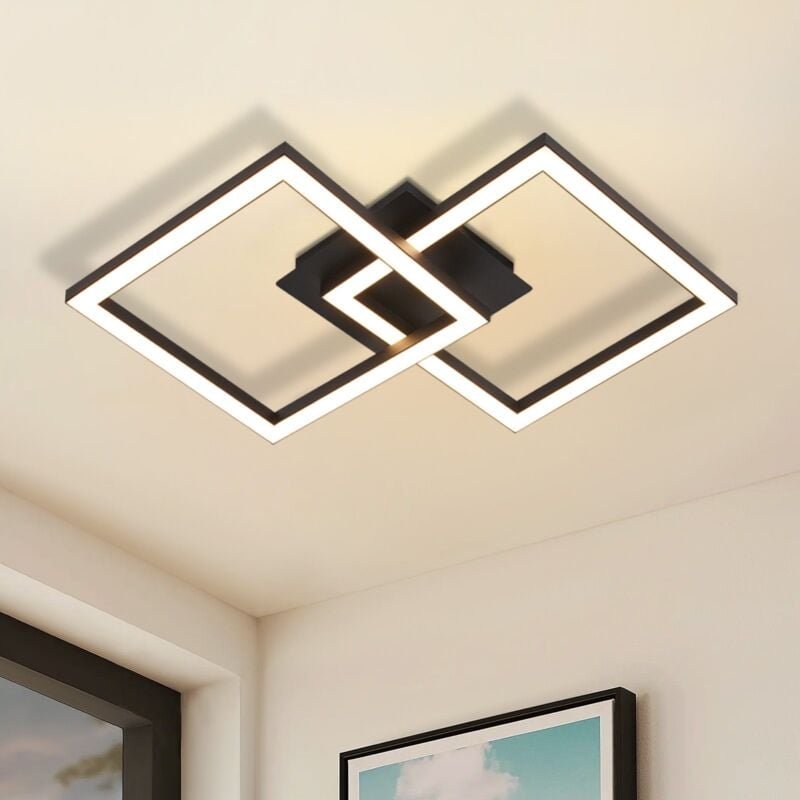 Thumbnail - Deckenlampe led Deckenleuchte Küche: 24W Küchenlampe Schwarz Wohnzimmerlampe Modern Design Flurlampe Warmweiß Flur Schla...