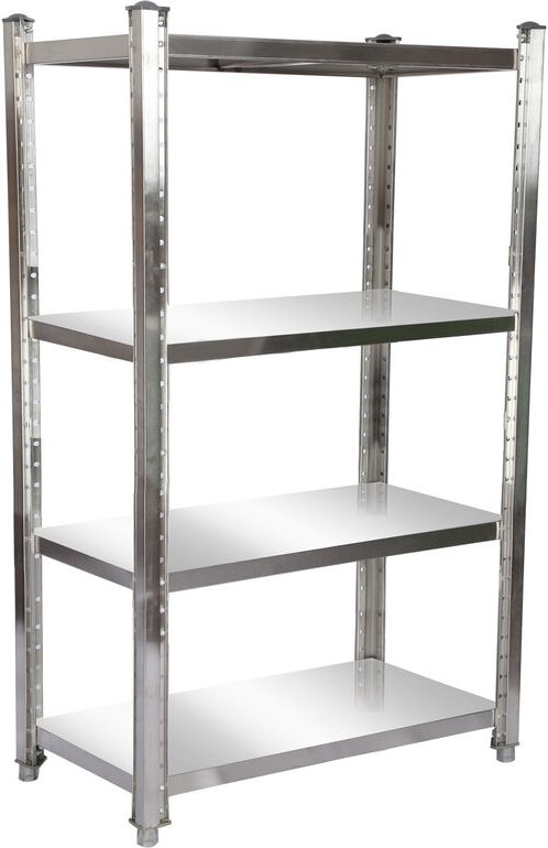 Wiltec Edelstahlregal 120x50x155cm mit 4 höhenverstellbaren Böden für den Gastronomiebereich Werkstatt Keller Lagerregal...