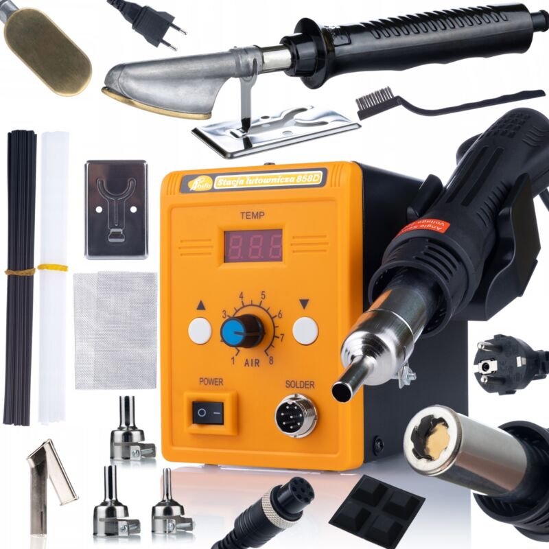 Rosfix Heißluft-Lötstation Rosfix 858D + Kunststoff-Schweißschuhdüse Y8x9 (Auslass 8mm, Schweißnaht bis 9mm) + Kunststof...