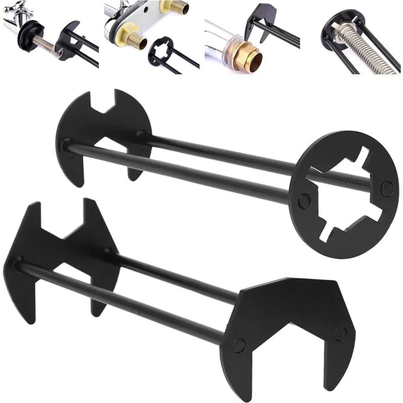 Jalleria - 2-teiliges Wasserhahnschlüssel-Set, Beckenschlüssel, Spülbeckenschlüssel, 7 Größen, Universal-Untertischschlü...