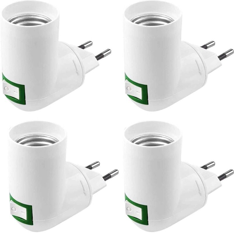 Thumbnail - 4 Stück E27 mit Schalterfassung, ac 220 v, Steckdose für Wand, Küchenlampen-Adapter, LED-Lampenfassung (weiß)