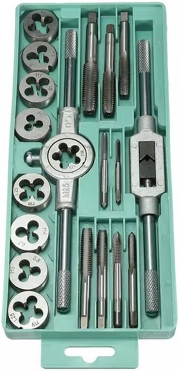 Tlily - 20 stücke Hand Werkzeuge Beschichtung Tap Stirbt Set Gewinde Stecker Wasserhähne Schraube 1/16 Zoll-1/2 Zoll M3-...