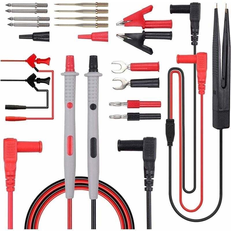 Messleitungssatz, 21-in-1-Messleitung für elektrische Multimeter mit Krokodilklemmen, Prüfspitze, Bananenstecker, Multim...