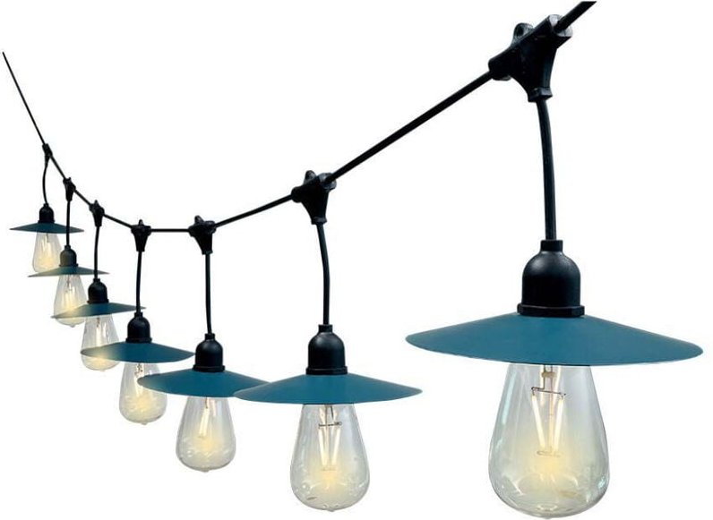 V-tac - 15,6 m Lichterkette mit 15 ST64 LED-Glühbirnen, schwarzes Panel, warmweiß, IP44