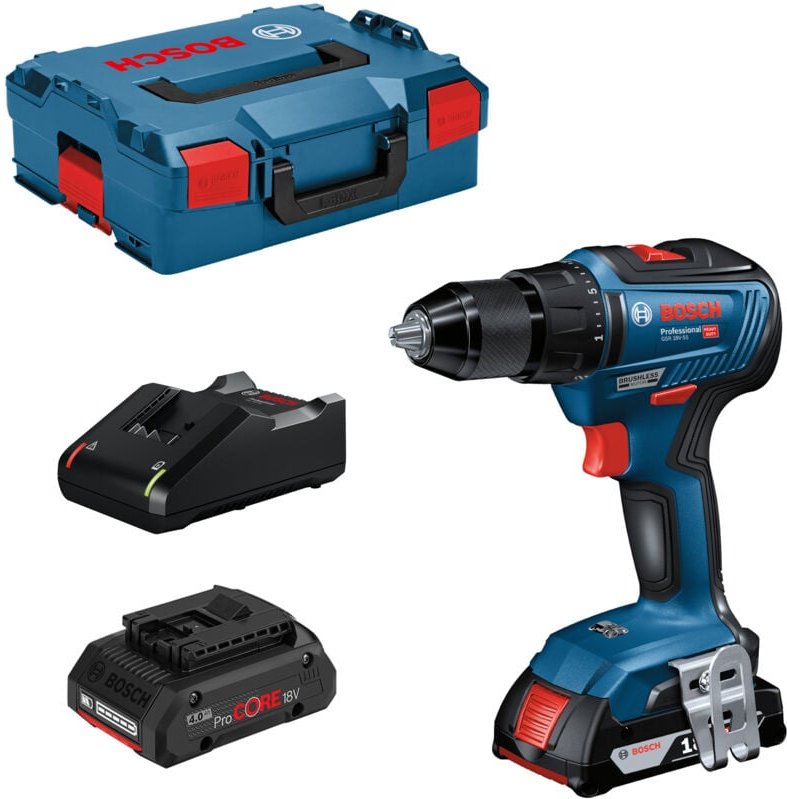 Thumbnail - Bosch Akku-Bohrschrauber gsr 18V-55 mit 2x 4,0 ProCORE Akkus + Lader in l-boxx