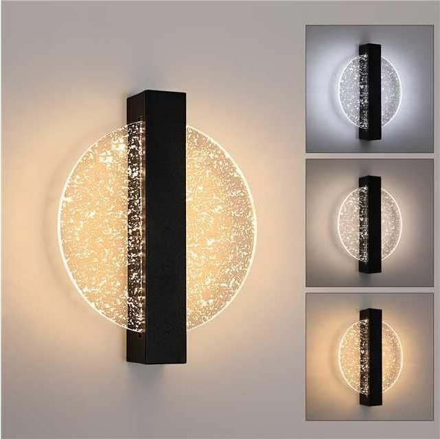 Comely - Wandleuchte led 12W, Moderne Wandlampe aus Aluminium, Schwarz, Runde Innenwandlampe aus Acryl für Wohnzimmer, S...