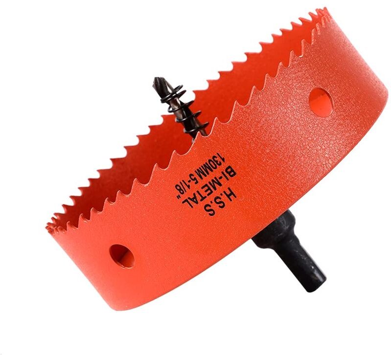 5-5/16''(130mm) Bi-Metall-Lochsäge, HSS-Schnellstahl-Kernbohrer, mit 1 Schaft und 1 Bohrer, für Trockenbau, Holz, Kunsts...