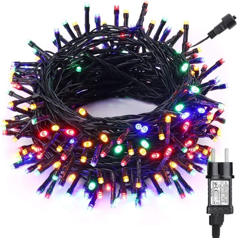 Thumbnail - Mehrfarbige Weihnachtsgirlande für den Außenbereich, 33 m, 300 LEDs, Tannenlicht-Girlande für den Innenbereich, 8 Modi, ...