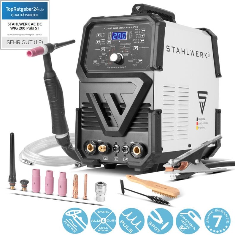 Digitales Schweißgerät ac/dc wig 200 Puls Pro igbt Inverter 200A - Stahlwerk