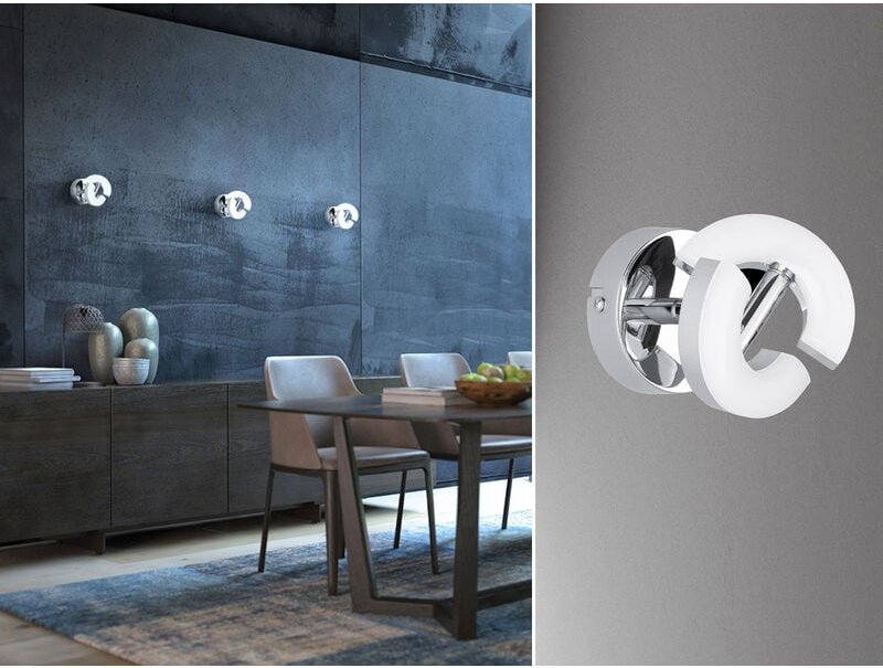 Led Wandspot donut Chrom, Spot drehbar, Breite 9cm