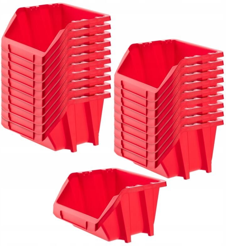 Werkstatt-Stapelkiste aus pp Kunststoff, 114 x 188 mm, Rot, 20 Stück - Kadax