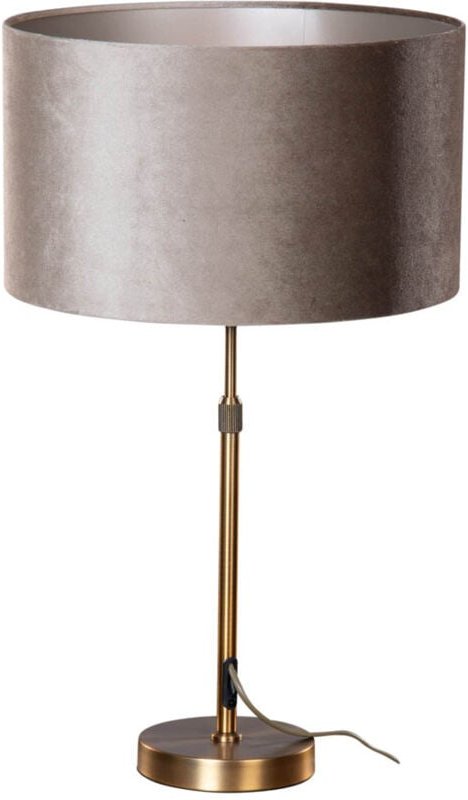 Tischleuchte Bronze mit taupefarbenem Samt-Schirm 35cm - Parte