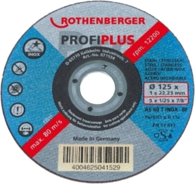 Rothenberger - Trennscheibe inox profi plus (125×1×22), 10 Stück - 071534D