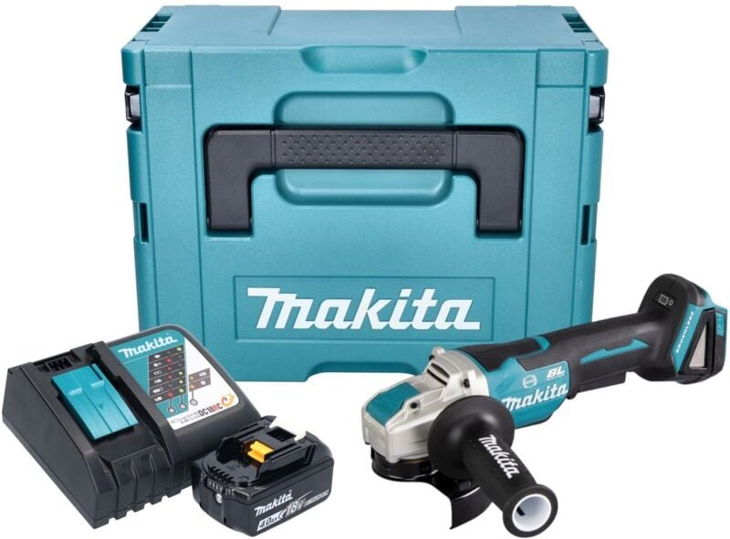 Dga 520 RM1JX1 Akku Winkelschleifer 18 v 125 mm x-lock Brushless + 1x Akku 4,0 Ah + Ladegerät + Makpac - Makita