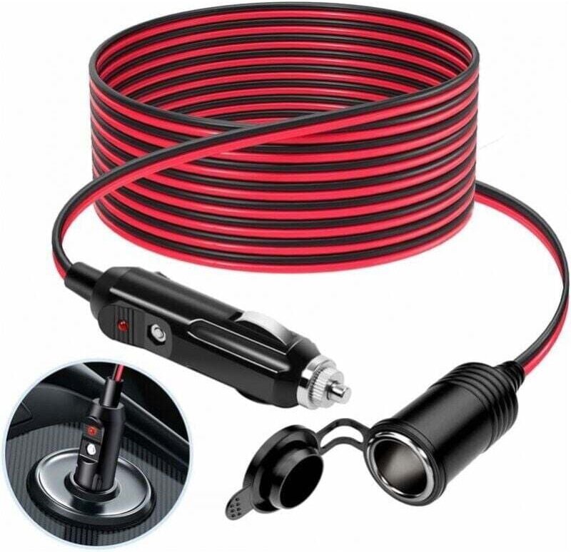 3M-Zigarettenanzünder-Verlängerungskabel, 12V/24V-Autoladegerät, Zigarettenanzünderbuchse, wasserdichter, staubdichter 1...