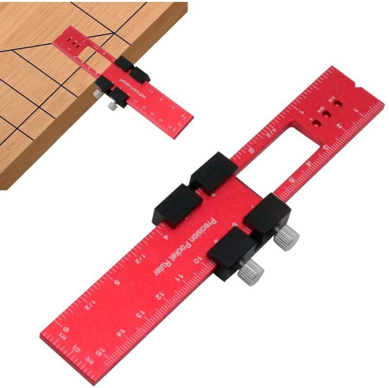 160 mm langer Holzbearbeitungslineal aus Aluminiumlegierung mit verschiebbarem Anschlag, Markierungs- und Messwerkzeug, ...