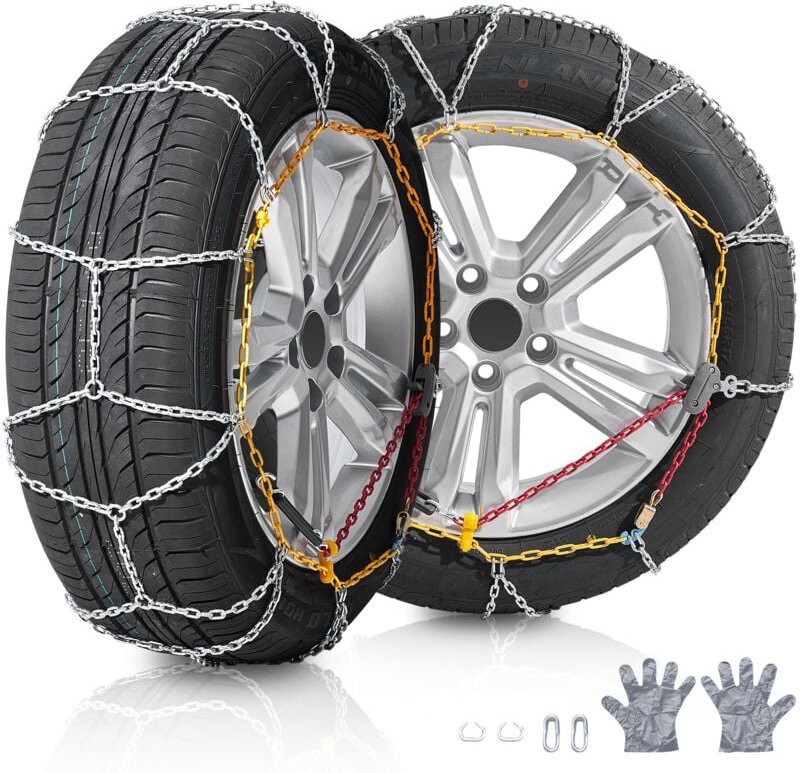 Schneeketten Reifenketten aus Mangan-legierter Stahl, Notfall-Traktionsketten, 2 Stk. 68/61 cm Universal Auto Schneekett...