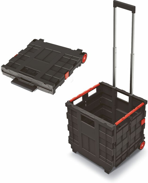 Thumbnail - Spetebo - Kunststoff Einkaufstrolley cart t klappbar mit Rädern - 35 l - Transportbox fahrbar mit Teleskopgriff - Einkau...