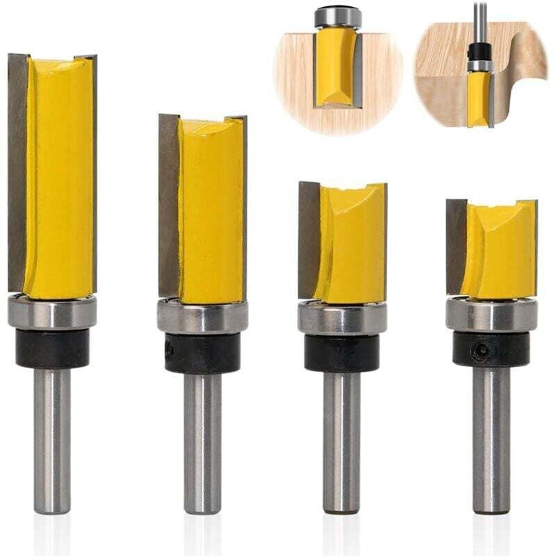 Set mit 4 Holz-Kopierfräsern mit 8-mm-Schaft, Nutfräsern für Oberfräsen, geraden Kopierfräsern, professionellem Schneidw...