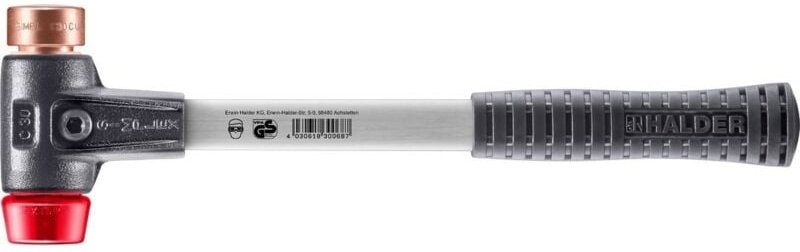 SIMPLEX-Schonhammer, Kupfer / Plastik mit verstärktem Tempergussgehäuse und Fiberglasstiel D=30 mm 3746.030
