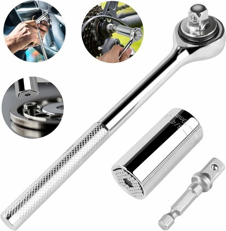 Shining House - Steckschlüssel-Universal-Steckschlüsselsatz mit Bohradapter, kompatibel mit allen Arten von Muttern – 7 ...