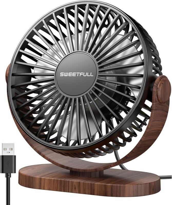 Tragbarer, per USB aufladbarer Tischventilator, extrem leise (45 dB), 3 Geschwindigkeitsstufen, Mini-Tischventilator für...