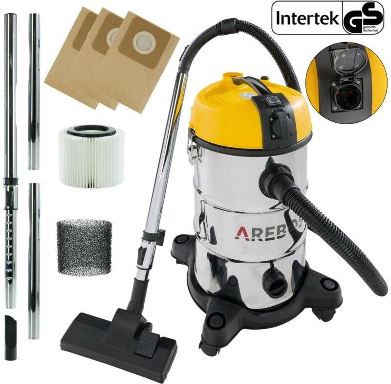 Industriestaubsauger 5IN1 Staubsauger Nass-Trocken 1300W 30L Gelb - Arebos