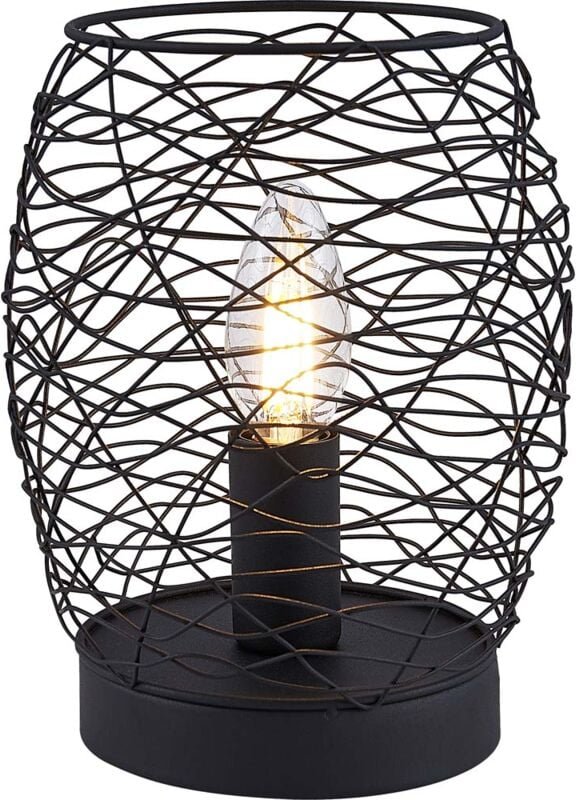 Nino Leuchten - Schreib Tisch Lampe Leuchte Draht-Schirm Beleuchtung Schwarz Wohn Schlaf Zimmer