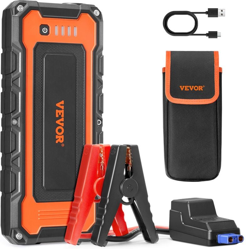 VEVOR Starthilfe Powerbank, 3000A Spitze, Auto Starthilfe, Batterie-Booster mit Luftkompressor, Starthilfekabel, LCD-Dis...