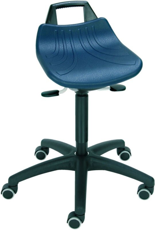 Stehhilfe mit Rollen, Sitzhöhe 520-710 mm, PU-Sitz mit Tragegriff, rückenschonend, ergonomisch, Sitz 15° neigbar - Stier