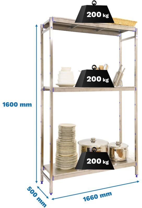 Simonrack Moderne Regale aus Edelstahl 1600x1660 mm