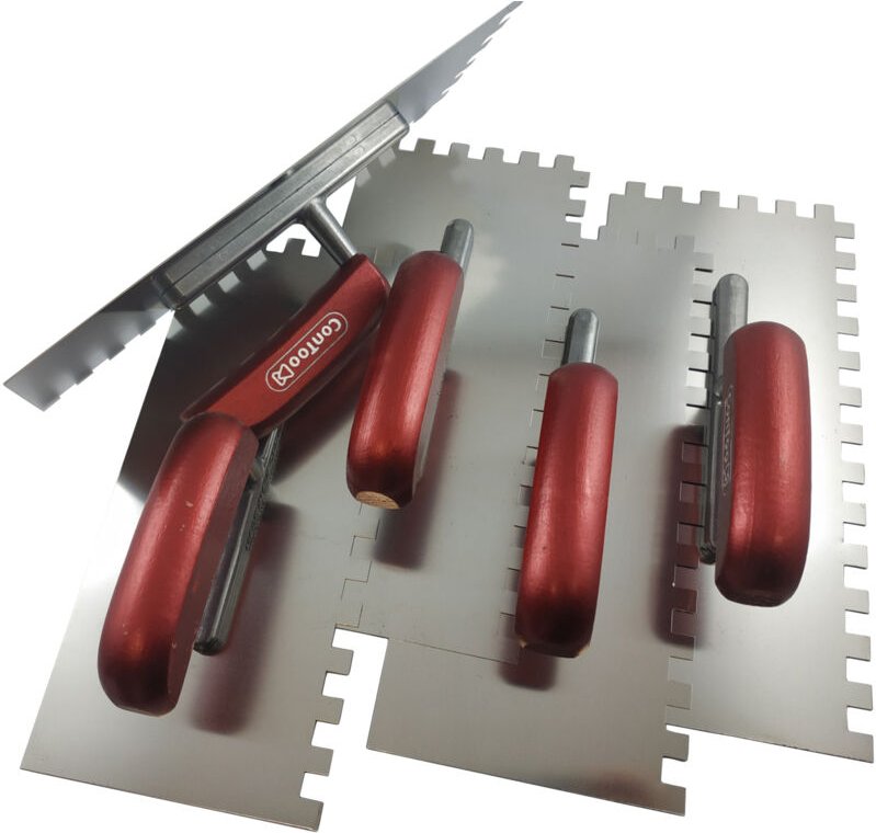 Contoo - Zahnkelle Maurerkelle Putzkelle 280x130 Fliesenkelle holzgriff 6x6mm - 5 St.