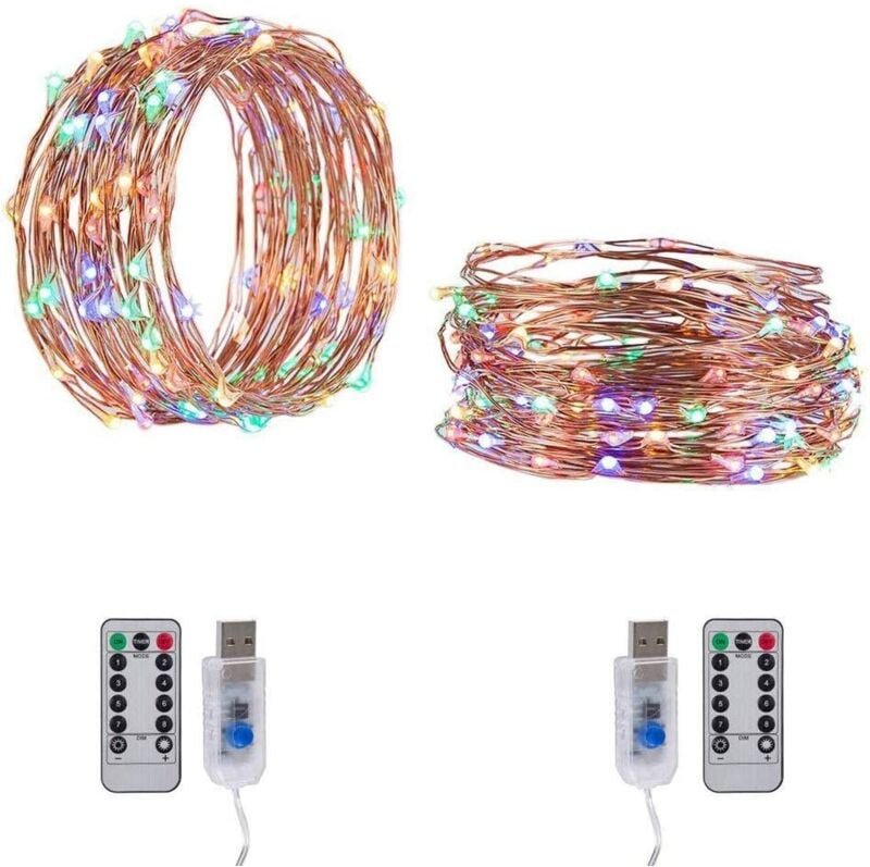 USB-Weihnachtsfeen-Lichterkette, 100 LEDs, 10 m, dekorative Sternlampe mit 8 Funktionen, wasserdichte Kupferdraht-Lichte...