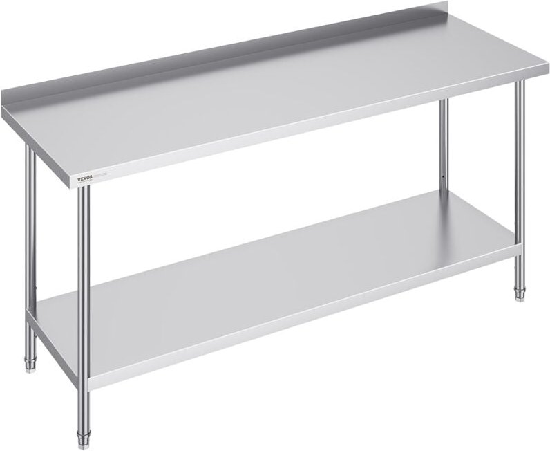 Edelstahl-Arbeitstisch, gewerblicher Arbeitstisch zur Lebensmittelzubereitung, Arbeitstisch aus Metall mit einstellbarer...