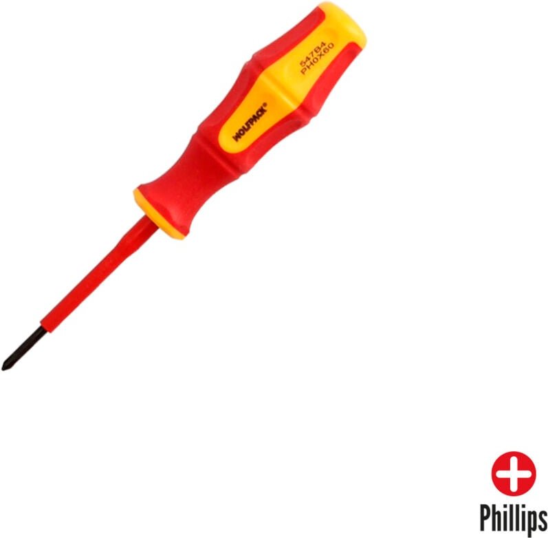 VDE-zertifizierter isolierter Kreuzschlitzschraubendreher 1.000 v – PH0 x ø 3,0 x 60 mm