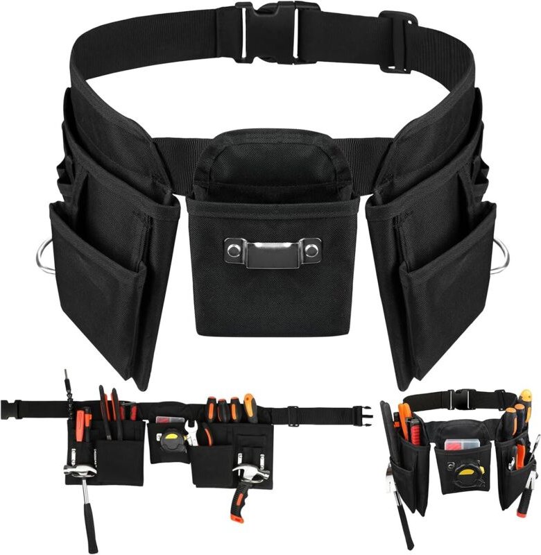 Robuster Werkzeuggürtel für Damen und Herren mit 19 Taschen, verstellbarer und abnehmbarer Aufbewahrungstasche für Elekt...