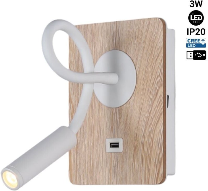 Flexible Wand-Leseleuchte mit USB-Anschluss "London usb" - cree