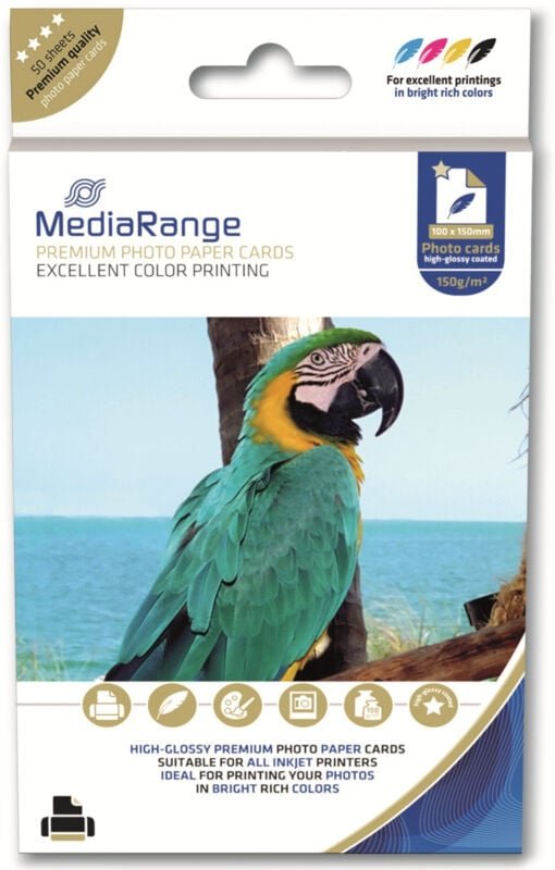 Fotopapier, 100x150 mm, 150 g/m², hochglanz, 50 Blatt - Mediarange