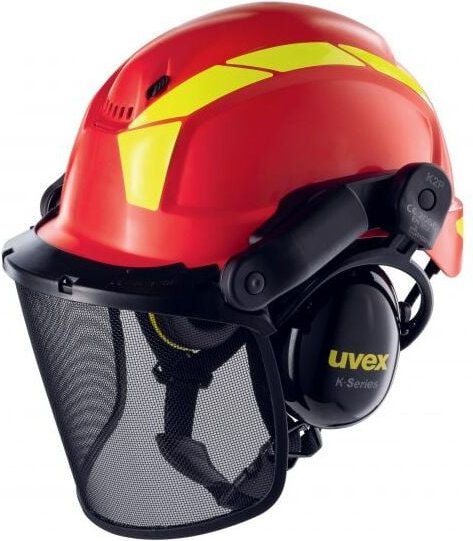 Uvex - Schutzhelm pheos forestry 9774 kurzer Schirm Drehrad rot