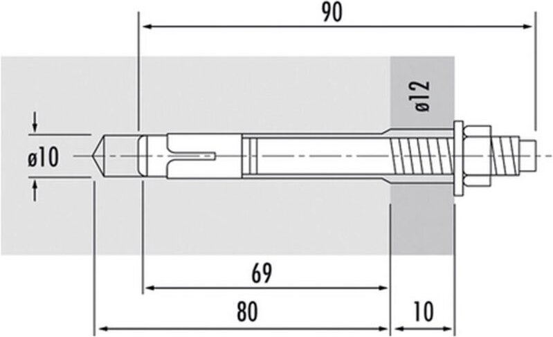 Hailo Hilti Bolzenanker zur Befestigung von Leitern und Halterung aus Edelstahl (1 Stück)